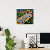 Kirchner - Ligger blauwe figuur met strohoed Poster (Thuiskantoor)