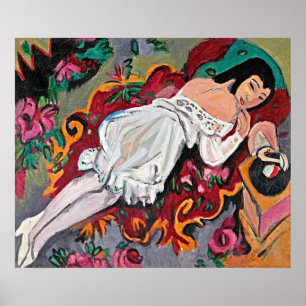 Kirchner Meisje in Witte Chemise Kunstposter Poster