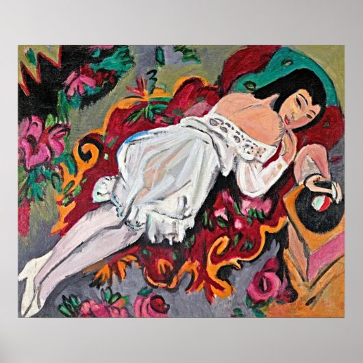 Kirchner Meisje in Witte Chemise Kunstposter Poster (Voorkant)