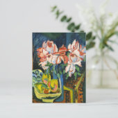 Kirchner Roze Rozen Expressionistische Bloemschild Briefkaart (Staand voorkant)