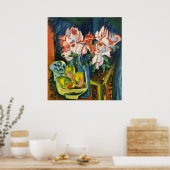 Kirchner Roze Rozen Expressionistische Bloemschild Poster (Keuken)