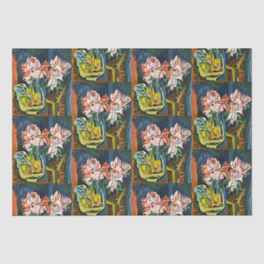 Kirchner Roze Rozen Expressionistische Bloemschild Tissuepapier (Voorkant)