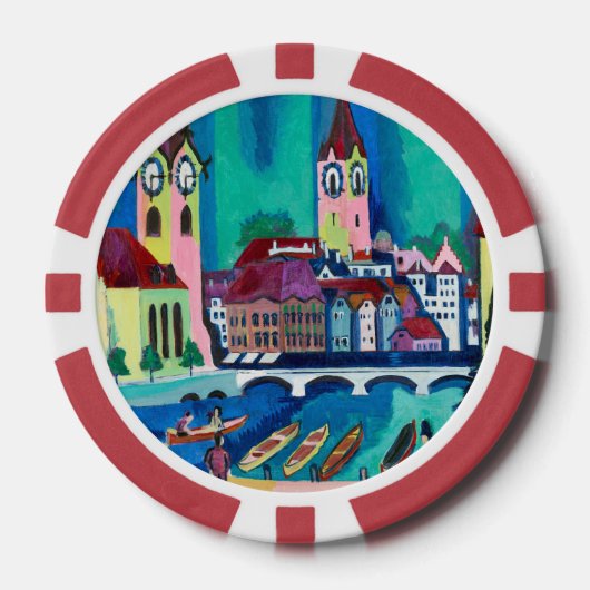 Kirchner Stadsgezicht Zürich Expressionistische Ku Poker Chips (Voorkant)