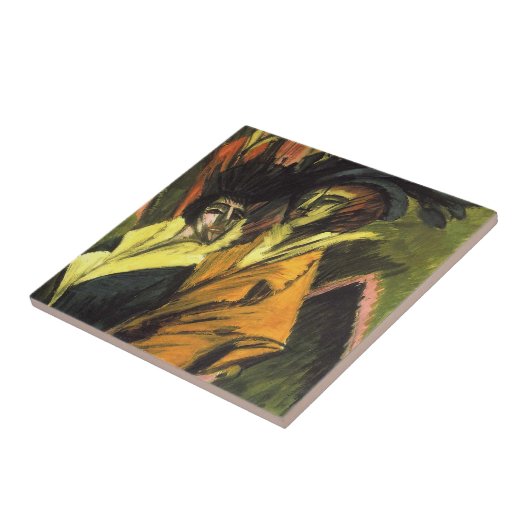 Kirchner: Twee vrouwen in de straat. Tegeltje (Zijkant)