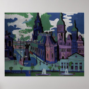 Kirchner - Uitzicht van Dresden Schlossplatz Poster