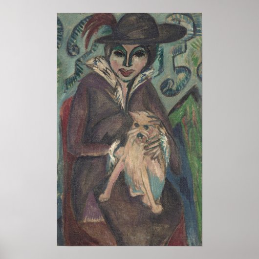 Kirchner - Vrouw met Hond 1912 Poster (Voorkant)