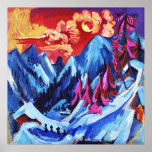 Kirchner Winterlandschap Maneschijn Kunst Poster