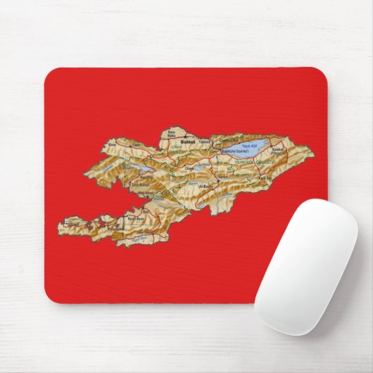 Kirgizië Kaart Mousepad Muismat (Met muis)