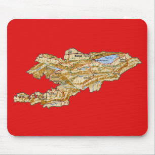 Kirgizië Kaart Mousepad Muismat