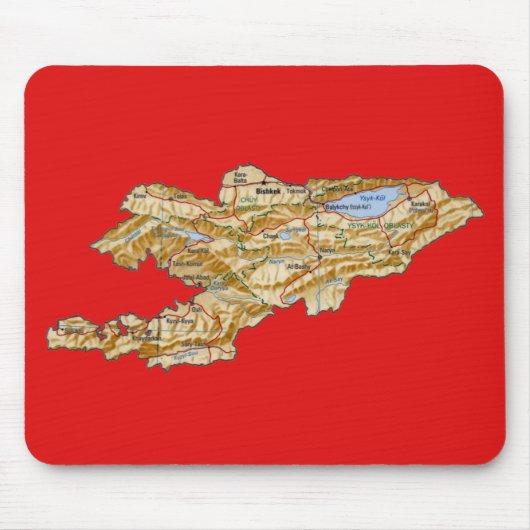 Kirgizië Kaart Mousepad Muismat (Voorkant)