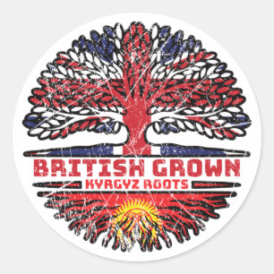Kirgizië Kirghiz - Brits - vlag over boomstammen Ronde Sticker