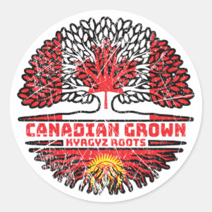 Kirgizië Kirghiz Canada - vlag over boomstammen Ronde Sticker