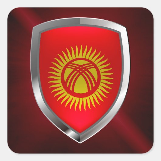 Kirgizië - metaalembleem vierkante sticker (Voorkant)