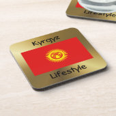 Kirgizië Onderzetter met vlag en tekst (Linkerzijde)