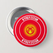 Kirgizië Ronde Embleem Button 7,6 Cm (Voorkant /achterkant)