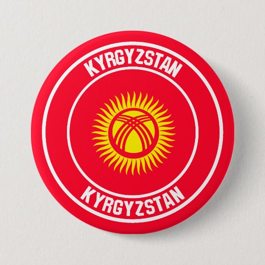 Kirgizië Ronde Embleem Button 7,6 Cm (Voorkant)