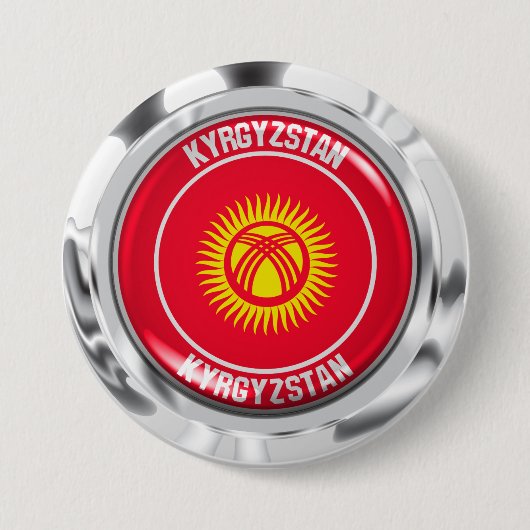 Kirgizië Ronde Embleem Button 7,6 Cm (Voorkant)