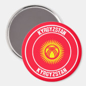 Kirgizië Ronde Embleem Magneet (Voorkant / Achterkant)