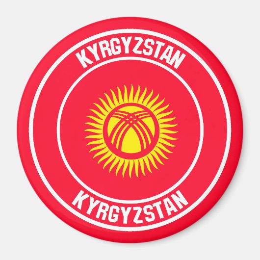 Kirgizië Ronde Embleem Magneet (Voorkant)