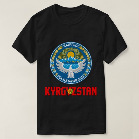 Kirgizië vlag en wapenschild t-shirt (Design voorkant)