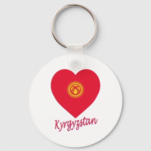 Kirgizië Vlag Hart Sleutelhanger (Voorkant)