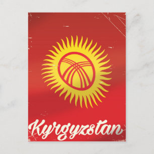 Kirgizië Vlag Vintage reisposter Briefkaart