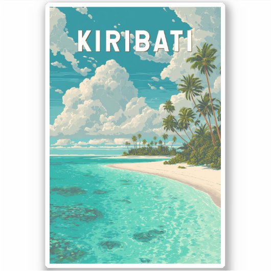 Kiribati Illustration Travel Art Vintage Sticker (Voorkant)