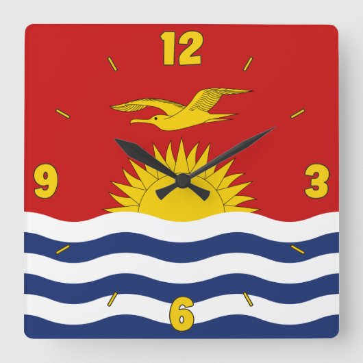 Kiribati Vlag Rood Blauw Gele Nummers Vierkante Klok (Voorkant)