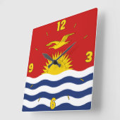 Kiribati Vlag Rood Blauw Gele Nummers Vierkante Klok (Hoek)