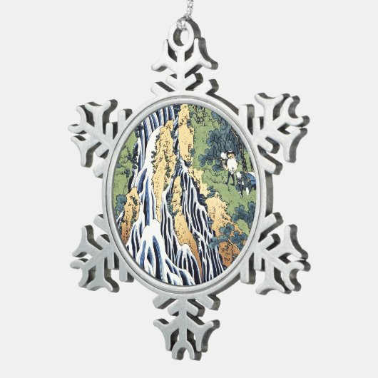 Kirifuri waterval bij de Kurokami-berg Housai Tin Sneeuwvlok Ornament (Rechts)