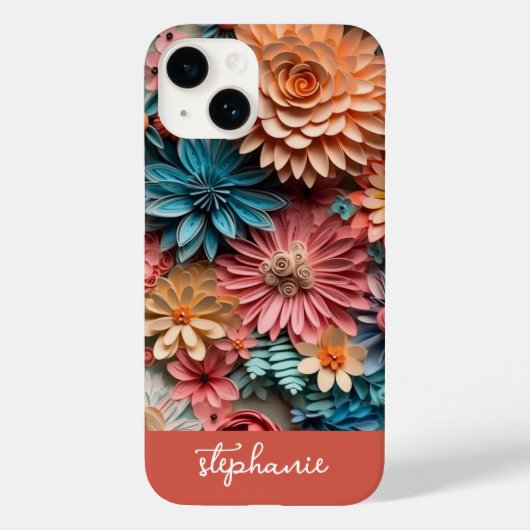 Kirigami Bloemen - Boho Kleuren Papier Craft Case-Mate iPhone Case (Achterkant)