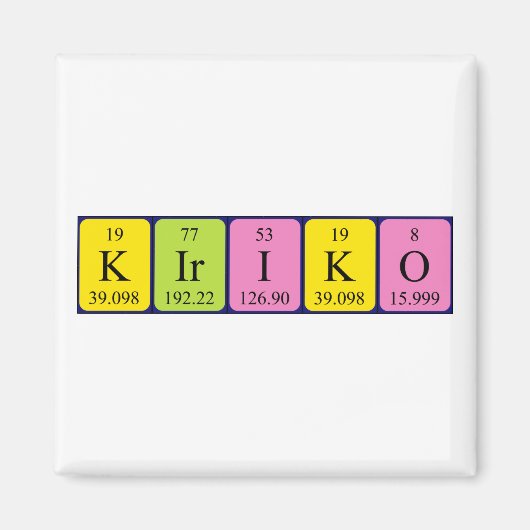 Kiriko periodieke handelsnaam magnet (Voorkant)