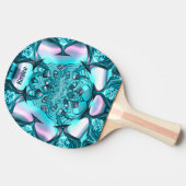 KIRILEE ~ MARSHMALLOWS ~ Roze blauwe fractal ~ Tafeltennisbatje (Zijkant)