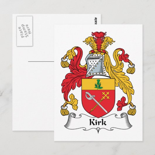 Kirk Family Crest Briefkaart (Voorkant / Achterkant)