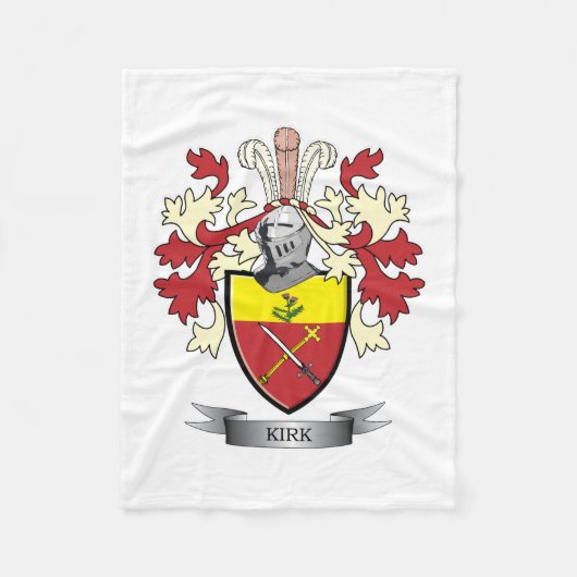 Kirk Family Crest Coat of Arms Fleece Deken (Voorkant)