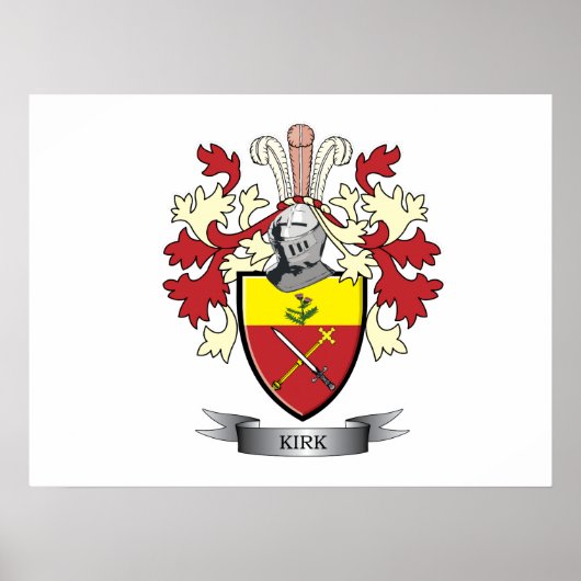 Kirk Family Crest Coat of Arms Poster (Voorkant)