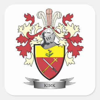Kirk Family Crest Coat of Arms Vierkante Sticker