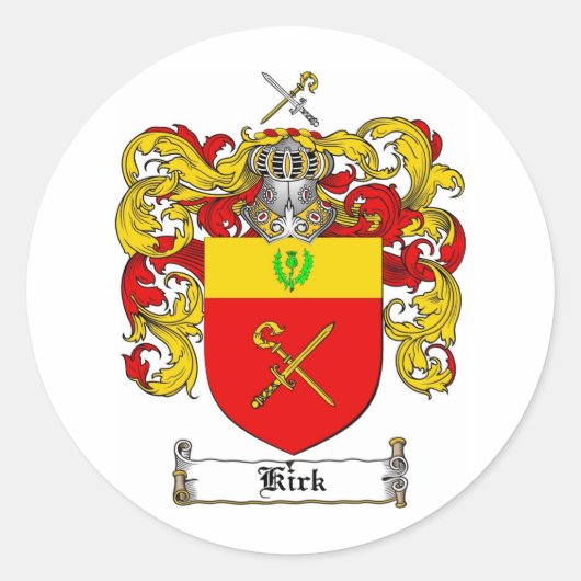 KIRK FAMILY CREST - KIRK WAPEN RONDE STICKER (Voorkant)