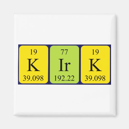 Kirk periodieke tabel naam magneet (Voorkant)