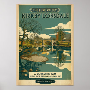 Kirkby Lonsdale Lune Valley Vintage Reisposter Poster