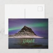 Kirkjufall Mountain in de Noordelijke Lichten van  Briefkaart (Voorkant / Achterkant)