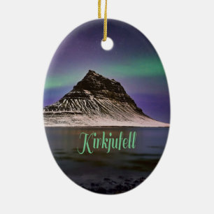 Kirkjufall Mountain in de Noordelijke Lichten van  Keramisch Ornament