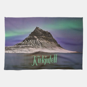 Kirkjufall Mountain in de Noordelijke Lichten van Theedoek