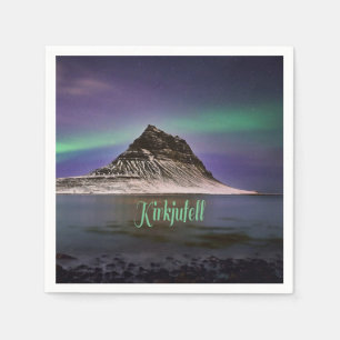 Kirkjufell berg in IJsland Noorderlicht Servet