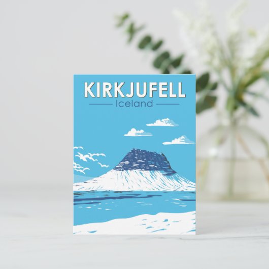 Kirkjufell Iceland Travel Art Vintage Briefkaart (Staand voorkant)