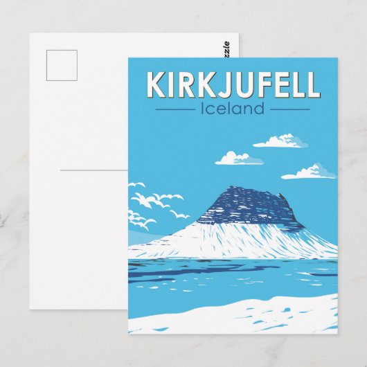 Kirkjufell Iceland Travel Art Vintage Briefkaart (Voorkant / Achterkant)