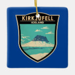 Kirkjufell Iceland Travel Art Vintage Keramisch Ornament<br><div class="desc">Kirkjufell in een vectorkunststijl. De berg wordt beschouwd als de meest gefotografeerde berg van IJsland.</div>