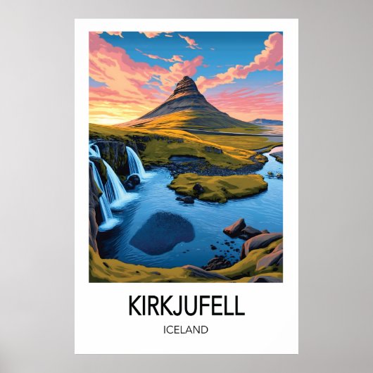 Kirkjufell Iceland Travel Poster (Voorkant)