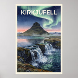 Kirkjufell IJsland Reisreportage Retro Stijl Poster