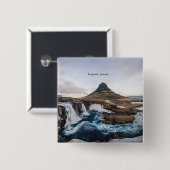 Kirkjufell, Kerkberg, IJsland Vierkante Button 5,1 Cm (Voorkant /achterkant)